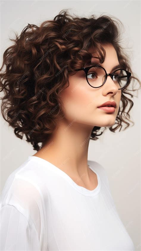 Premium Ai Image Woman Wearing Glasses Short Curly Hair