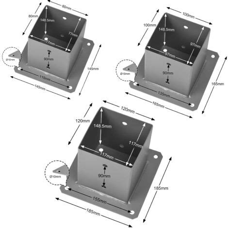 Aufun Lot De Douille Visser Pour Poteaux En Bois Support D Ancrage