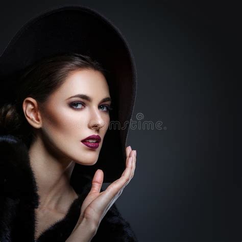 Beautiful Naked Woman Fur Hooded Coat Stock Photos Free Royalty