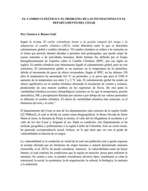 Cambio climático y el problema de las inundaciones en el departamento