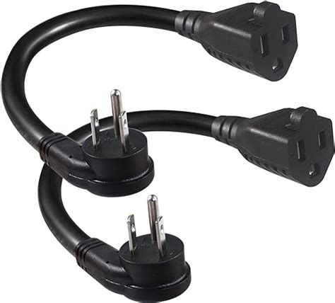 Amazon Pack Flat Plug Short Power Extension Cord Inch Black