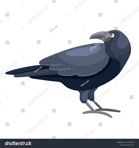 Cartoon Black Crow Flat Style Old Stock Vector (Royalty Free ...