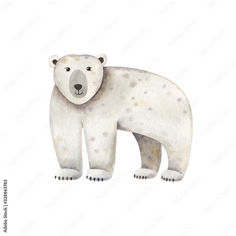 Cute polar bear-watercolor illustration isolated on white background ...