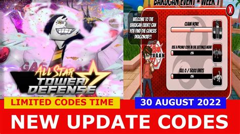 New Update Codes Bakugan Event Update All Star Tower Defense Roblox