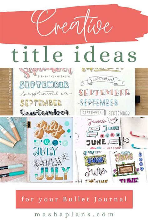 Creative Title Ideas For Your Bullet Journal Masha Plans