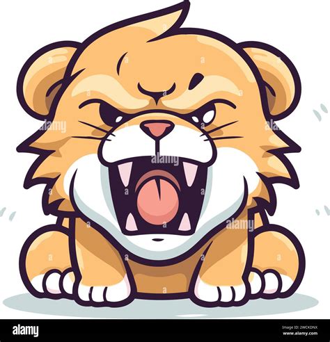 Angry Lion Cartoon Mascot Character Vector Illustration Isolated On