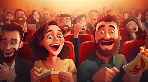 Premium AI Image | A large cheering audience in a movie theater watches ...