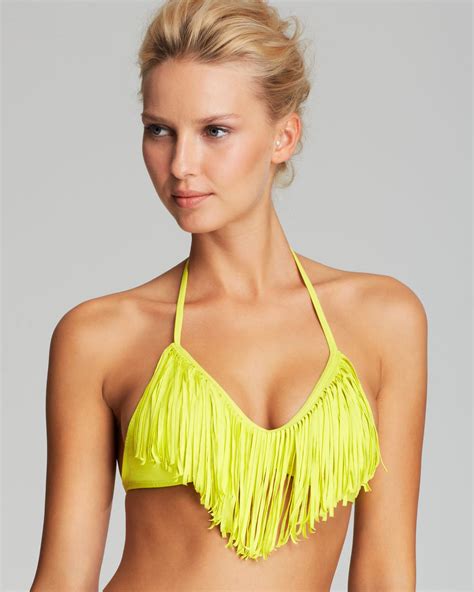 Lyst L Space Audrey Fringe Bikini Top In Yellow