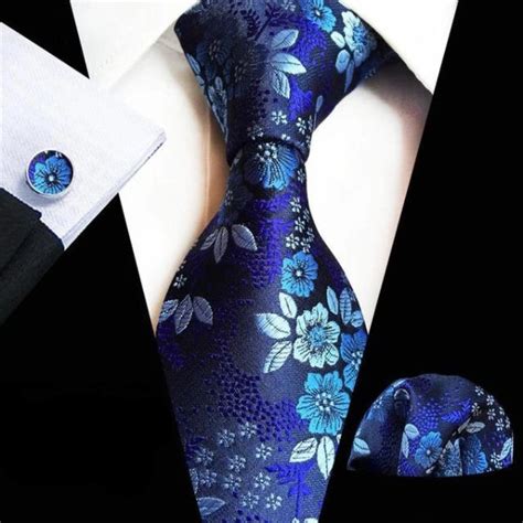 Midnight Blue Floral Tie 100 Silk Classy Men Collection