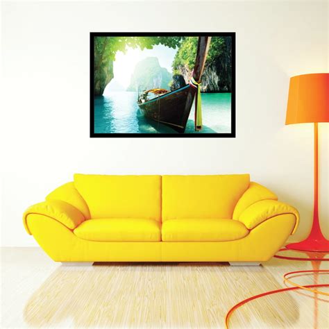 Quadro Decorativo Paisagem Barco Mar Moldura R Elo