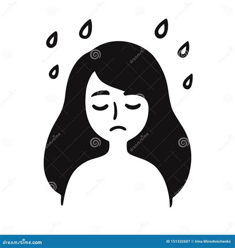 Depressed Girl Drawing Cartoon Vector 151332607