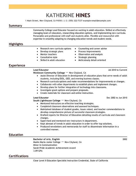 Undergraduate Education Resume