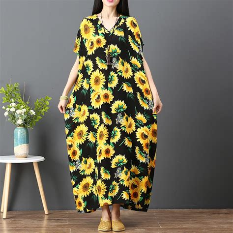 Plus Size Sunflower Dress Classy Printed Colour Maxi Dress Plus Size