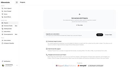 ElevenLabs Projects enable editing for audiobooks and podcasts