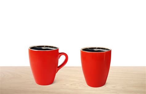 Hot Coffee In Red Mug On Wooden Table Png Transparent Png