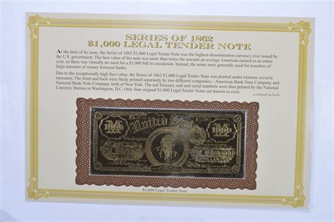 Series of 1862 $1,000 Legal Tender Note - Tribute Note - Interesting ...