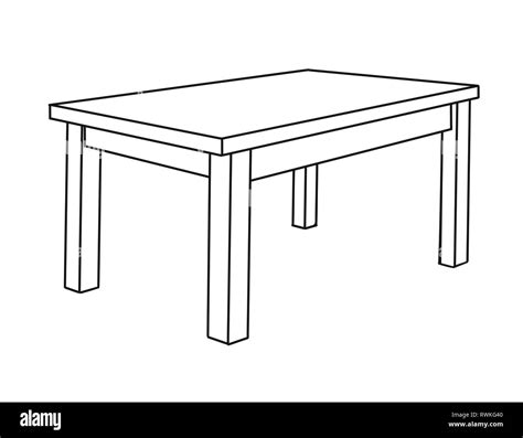 Realistic Sketch Of The Table In Perspective Vector Illustration Stock