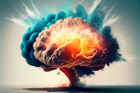 Arte Conceptual De Un Cerebro Humano Que Explota Con Conocimiento Y