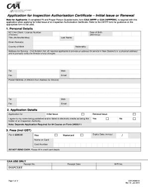 Fillable Online CAA Form 24066 10 Application For Inspection