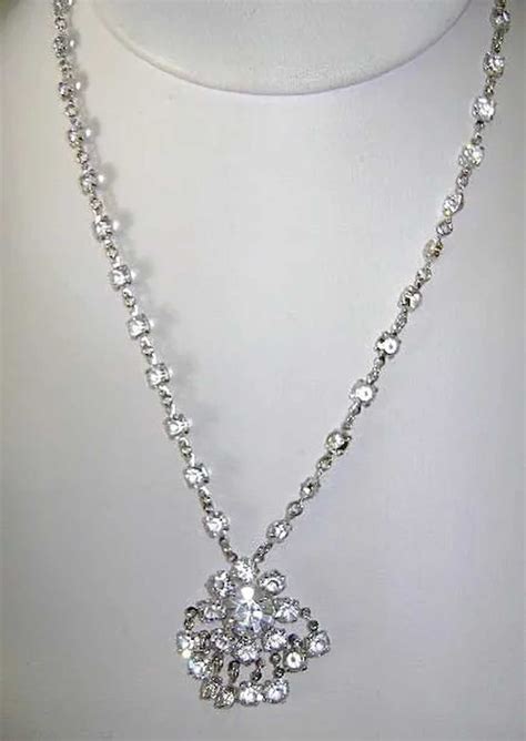 Vintage Clear Crystal Necklace Sweet Sixteen Prom Gem