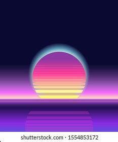 Sunrise Sunset Retrowave Synthwave Rave Vapor Stock Vector Royalty