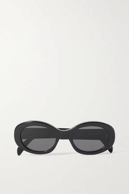 Celine Eyewear Triomphe Oval Frame Acetate Sunglasses Black Shop