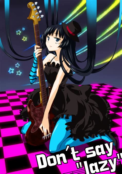 Safebooru Bangs Bass Guitar Black Hair Blue Eyes Blue Legwear Blunt