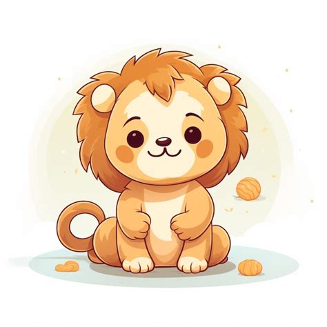 Premium Photo Cartoon Lion Sitting On The Ground With A Ball In Its