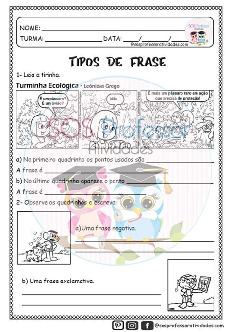 Tipos De Frases 3 Ano Fundamental - Tipos de frase 3 - SOS Professor Atividades - 3º ano