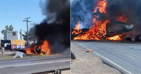 Impactantes imágenes Avioneta se estrella sobre un camión y estalla en