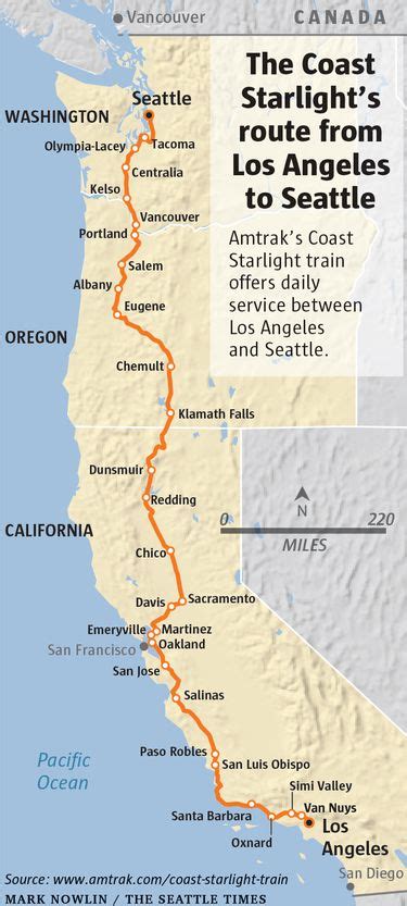 Amtrak Coast Starlight Map