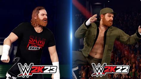 Wwe 2k23 Vs Wwe 2k22 Sami Zayn Entrance Comparison Youtube