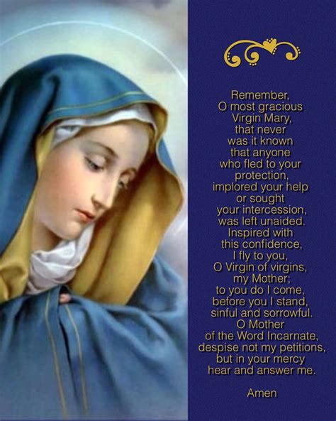 Remember O Most Gracious Virgin Mary Catholic Mother Catholic