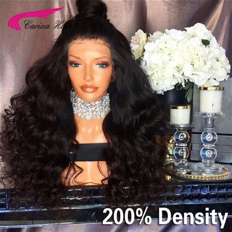 Buy 200 Density Human Hair Lace Front Wigs Black