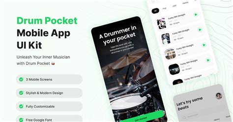 Drum Pocket Mobile App UI Kit, Graphic Templates - Envato Elements