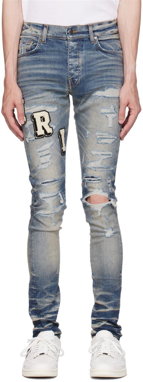 Blue Varsity Jeans By Amiri On Sale