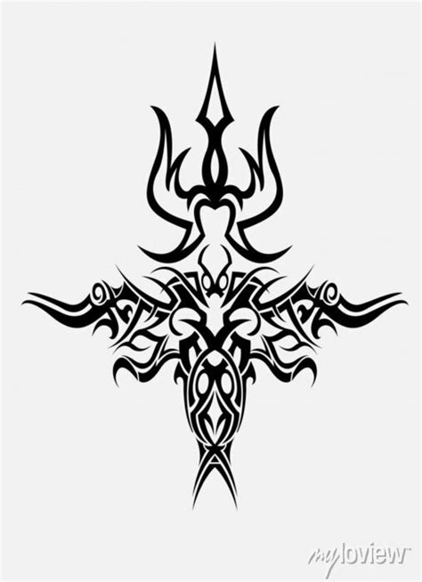 Trishul Tattoo Tribal Style Design Trident Tribal Tattoo Graphic