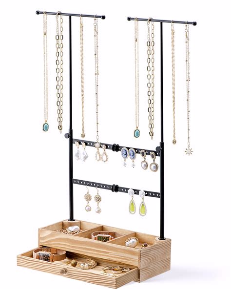 Zhithink Necklace Earring Organizer 3 Tiers Earring And Necklace Holder