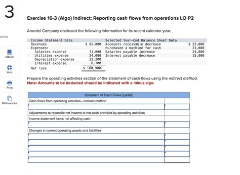 Solved Exercise 16 3 Algo Indirect Reporting Cash Flows