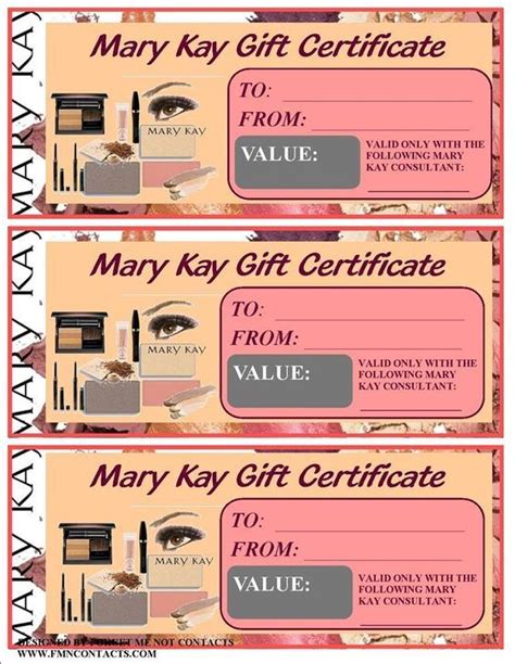 Certificat Cadeau Gratuit A Imprimer Mary Kay Ts Mary Kay T