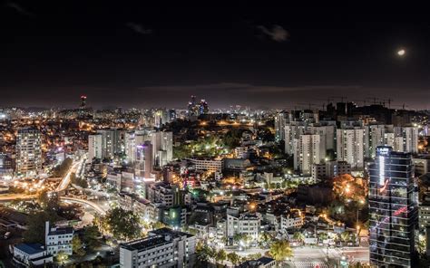 Wallpaper South Korea Seoul City Night Lights Illumination