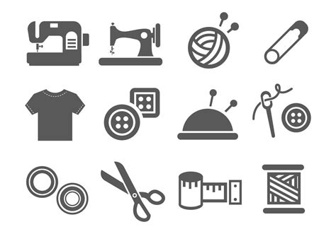 Free Sewing And Needlework Icons Vector 156396 Vector Art At Vecteezy