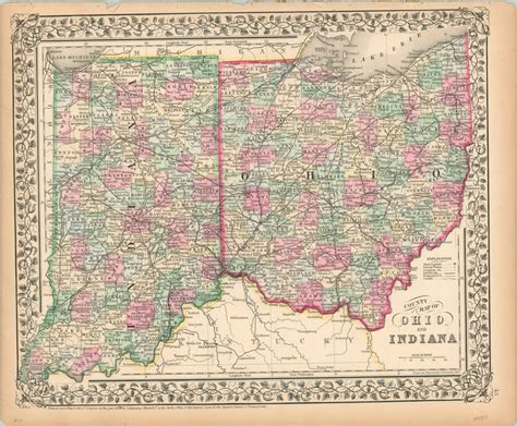 County Map of Ohio and Indiana – Curtis Wright Maps