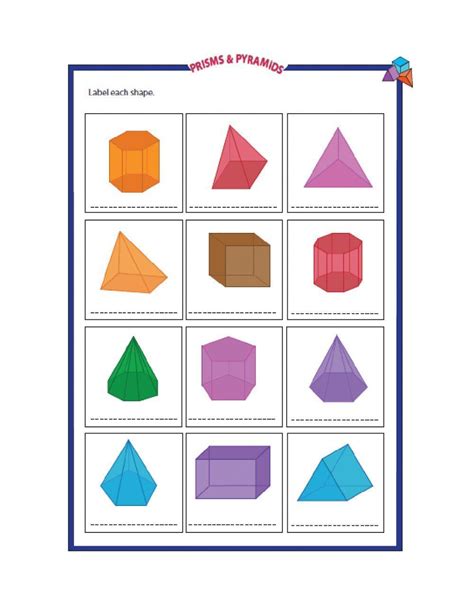 Nets Of Prisms And Pyramids Math Worksheets Paper Identifying And