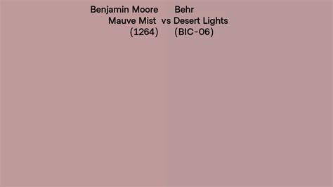 Benjamin Moore Mauve Mist 1264 Vs Behr Desert Lights BIC 06 Side By