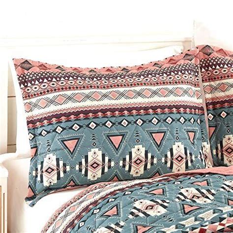 Jaba WPM Southwestern Teal Beige Peach South West Print Bedspread 3