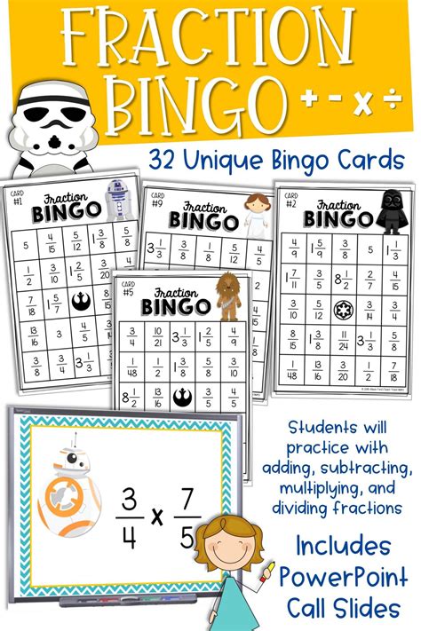 Fraction Bingo Game For Math Activity | Pto Bingo Night | Printable ...