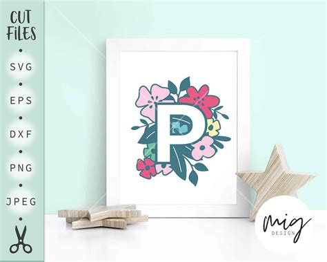 Floral Letter P Svg Floral Alphabet P Svg Flower Letter P Etsy