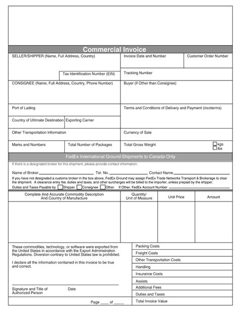 Fedex Commercial Invoice Fill Out Sign Online Dochub