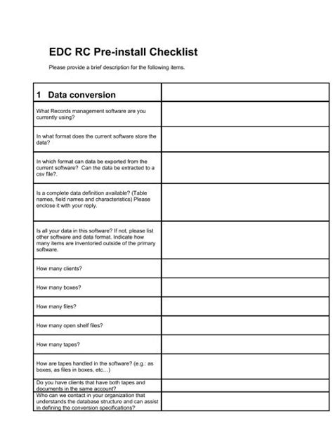 Edc Rc Pre Install Checklist Docudatasoft